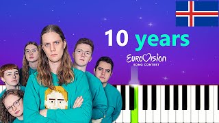 Daði og Gagnamagnið - 10 Years - Iceland-Eurovision 2021  (Piano Tutorial)