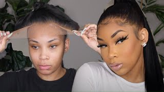 Hd Frontal Ponytail Wig Install Ft. Allmighty Bond Lace Glue Aaliyahjay
