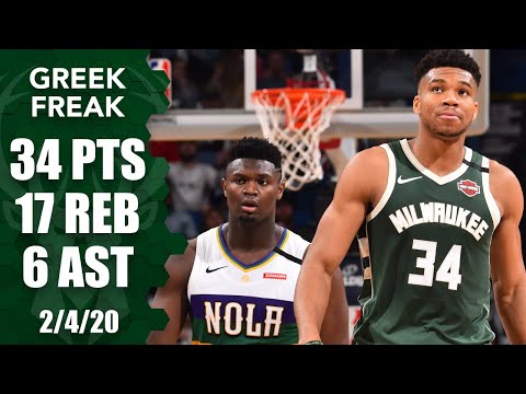 Giannis Antetokounmpo drops 34 points in matchup vs. Zion Williamson | 2019-20 NBA Highlights