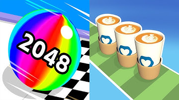 Ball Run 2048 VS Coffee Stack Android iOS Gameplay Level 991-1000