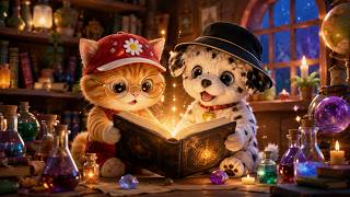 Lovely Cat and Dog Discover the Secret Magic Book
