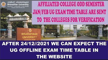EXAM TIME TABLE 2022 FOR BHARATHIAR UNIVERSITY AFFILITED COLLEGE UG STUDENTS GOING TO COME