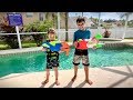 NERF DE AGUA NA PISCINA COM OS PRIMOS NOS ESTADOS UNIDOS - Familia Brancoala