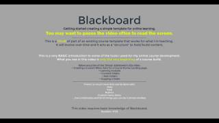 A TOUR of an basic Online Course Template in Blackboard