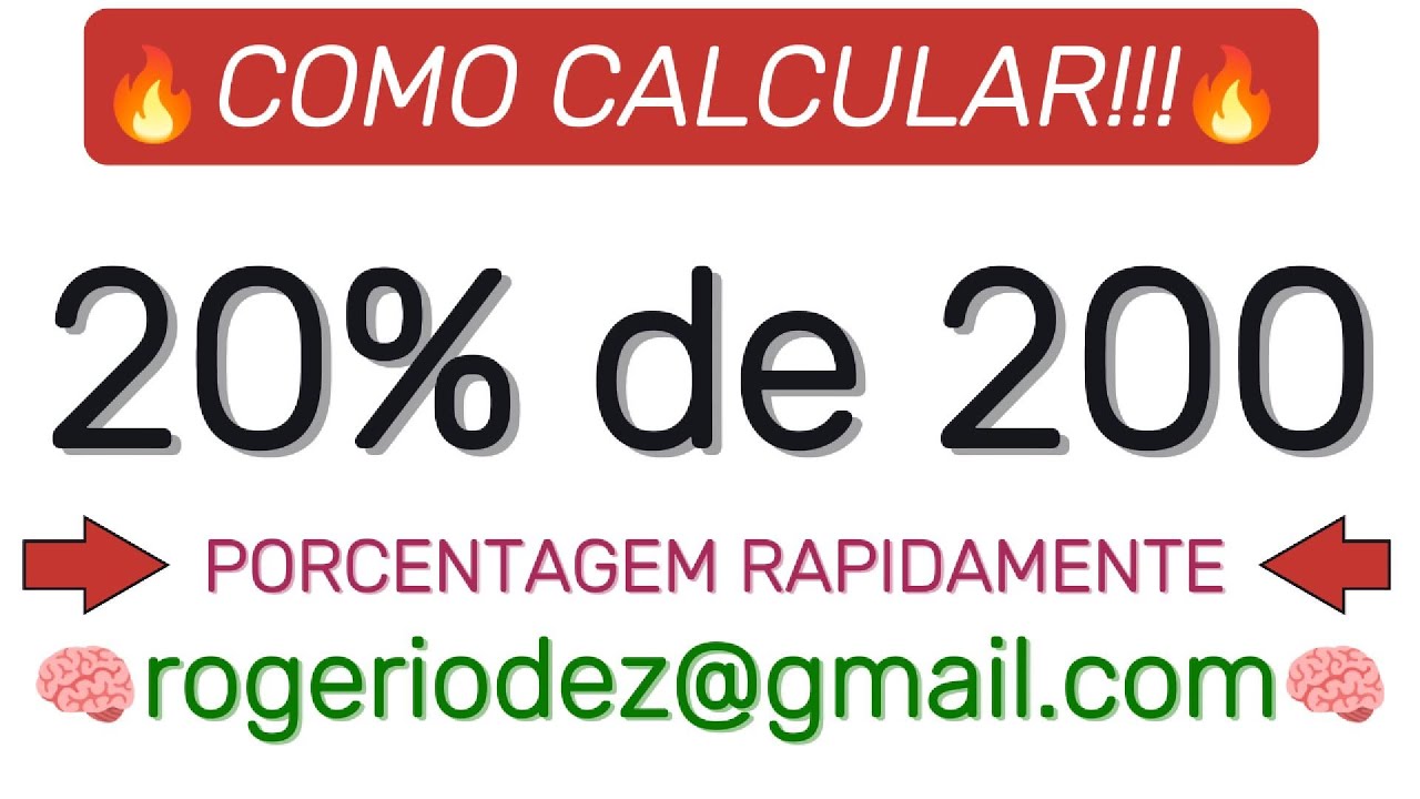 🔥COMO CALCULAR PORCENTAGEM RAPIDAMENTE/RÁPIDO? COMO CALCULAR: 20% de ...
