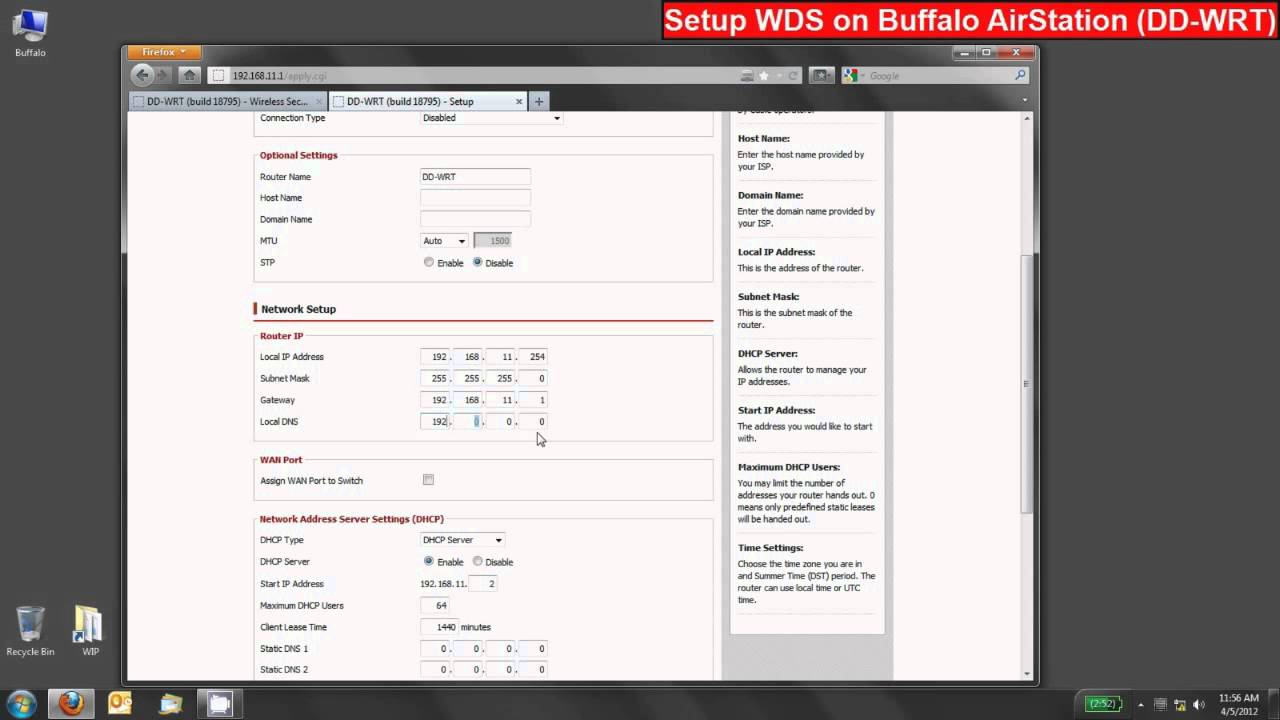 Setup Wds Bridging On Buffalo Airstation Wireless Routers Dd Wrt Youtube