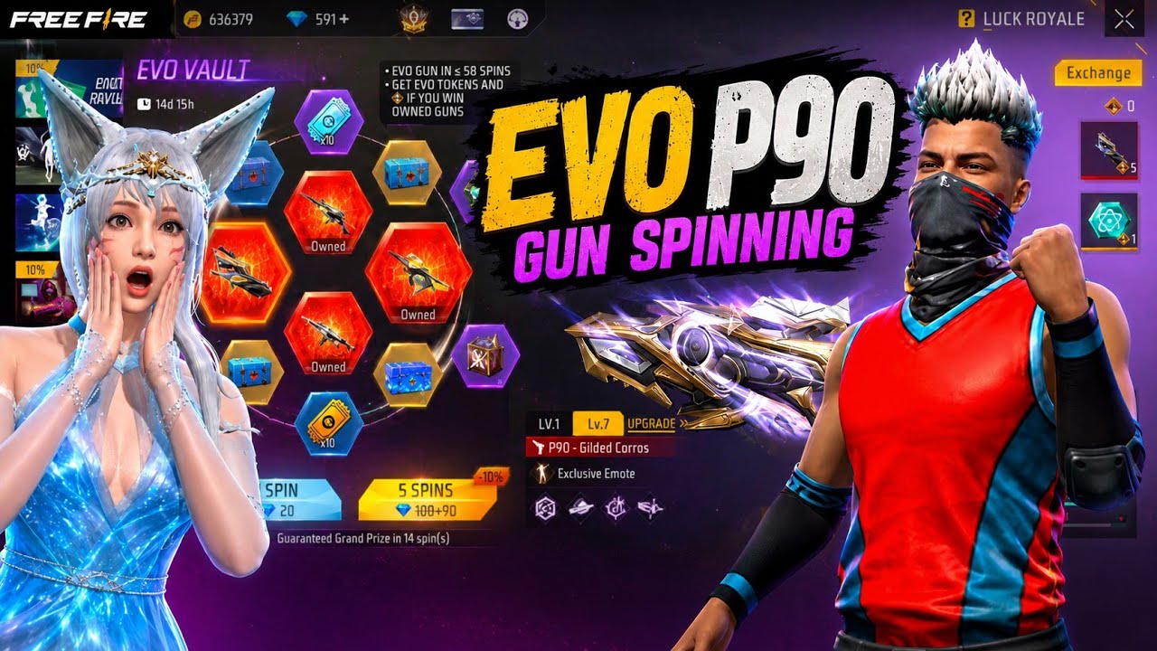 Fftoday EVO P90 GUN SPINNING 😱 diamond ayiepoyayie #ff #fftoday#freefire# ...