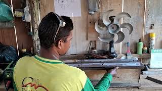 matei a quina do futuro barramento feito de cantonera torno casero