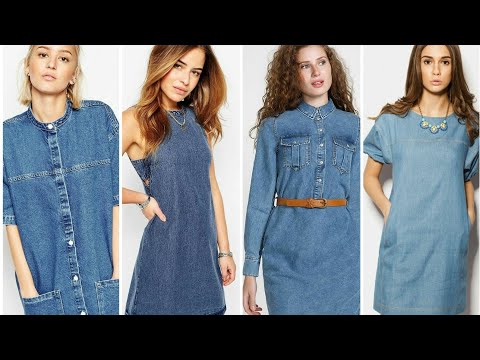 Most popular denim dress ideas/ Elegant denim mini dresses/ Стильные идеи с джинсовым платьем.