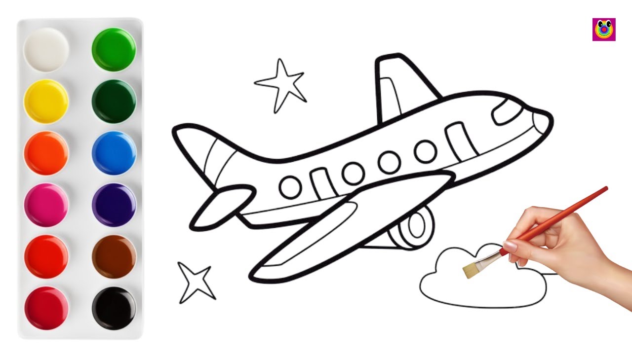 Airplane Drawing, Painting, Coloring for Kids & Toddlers | How To Draw ...