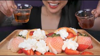 FLUFFY PANCAKE + WHITE STRAWBERRIES (ASMR RELAXING EATING SOUNDS) NO TALKING | SAS-ASMR