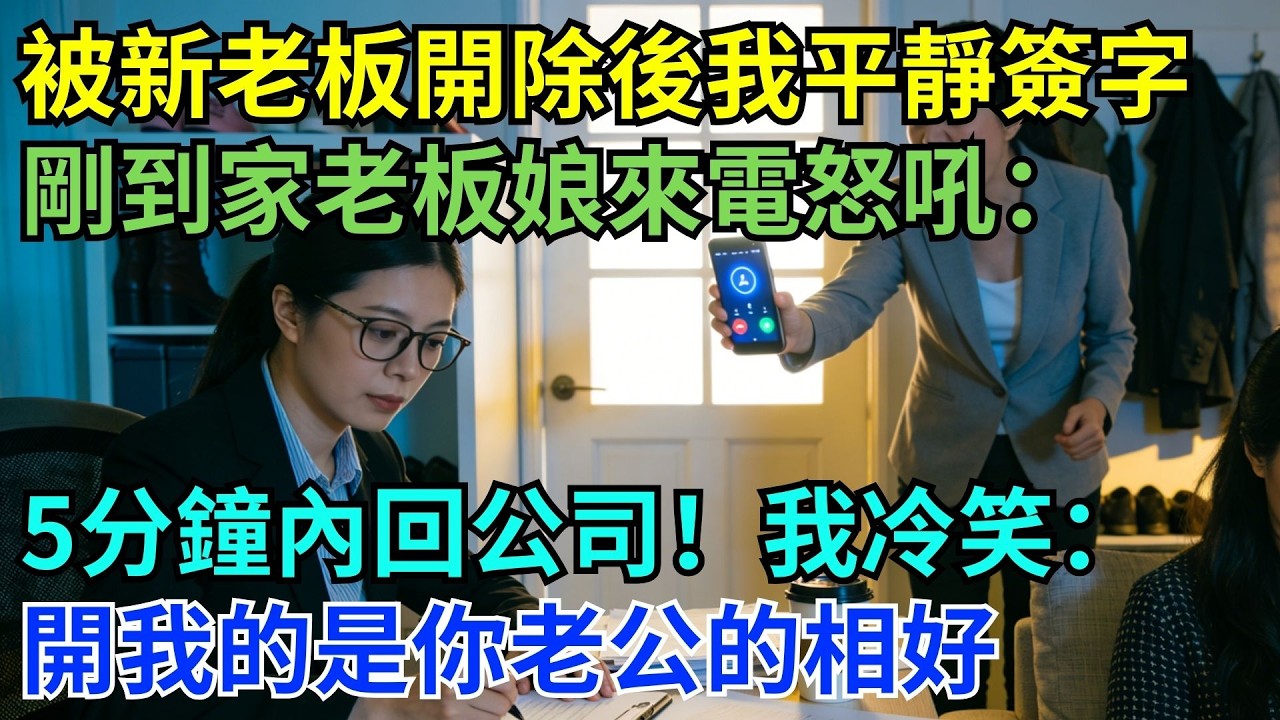 被新老闆開除，我安靜簽完離職；才剛到家，老闆娘就打來咆哮：五分鐘內給我滾回公司！我淡淡回：開除我的是你先生的親密同事，你沒立場命令我#為人處世#生活經驗#職場#爽文