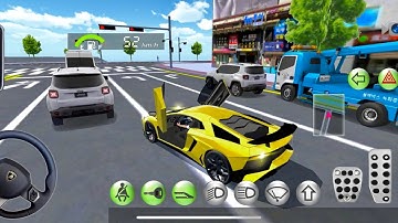 Lighting Lamborghini Super Car Gas Station Driving Gameplay - 3D Driving Class Android IOS Gameplay