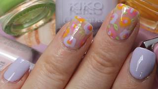 Cute Flowers Nails | Pink, Yellow and Purple Nail Art | Easy Nail Tutorial for Beginners