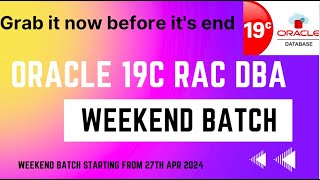 Oracle 19C RAC DBA online training  Weekend Batch- 2024 April From Racsinfotech Oracle Dba With Rac Dba Job Support And Training From Realtime Experts