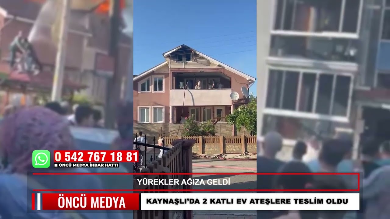 KAYNAŞLI’DA 2 KATLI EV ATEŞLERE TESLİM OLDU