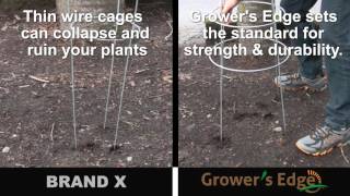 Growers Edge High Stakes Tomato Cage - Made in America
http://www.sunlightsupply.com/shop/bycategory/plant-support/growers-edge-high-stakes-inverted-tomato-cages-4-rings
Growers Edge High Stakes Inverted Heavy Duty Tomato Cages are great for supporting tomato’s, climbing plants and top heavy foliar plants. These Tomato Cages are constructed of heavy duty galvanized steel that will last for many seasons. These inverted cages are wider at the base and narrow at the top which provides more stability as compared to traditional Cages. The benefit is the cage won’t topple over in high winds or severe weather. Stackable for off season storage. Wire thickness for 740422 is 3/16 in. Wire thickness for 740424 and 740426 is 1/4 in. Each cage is designed with 4 rings and 4 supporting legs. Proudly Made in the USA.
http://www.sunlightsupply.com/shop/bycategory/plant-support/growers-edge-high-stakes-inverted-tomato-cages-4-rings Growers Edge High Stakes Tomato Cage - Made in America