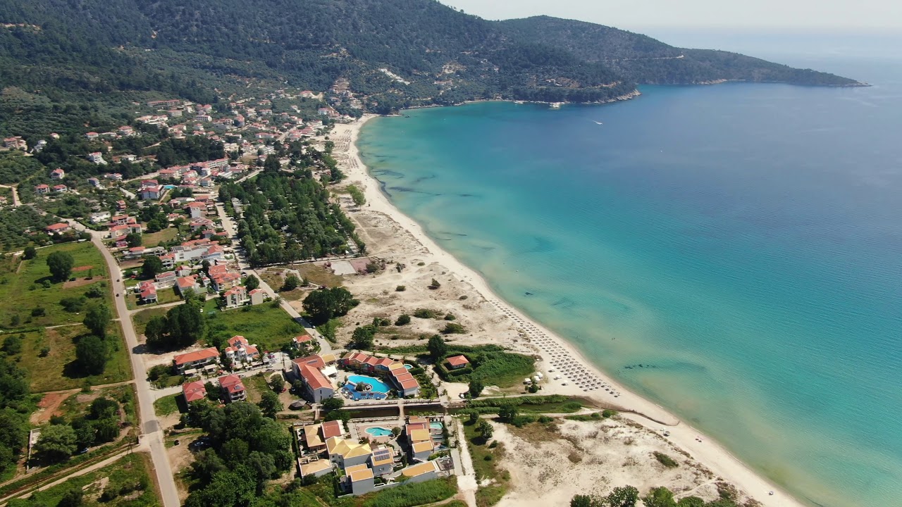 Greece, Thassos - Golden beach in Covid19  - Aerial film 2020【4K】