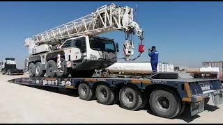 Terex demag AC 100.            Loading in Hydraulic Lowbed