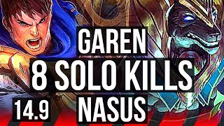 GAREN vs NASUS (TOP) | 8 solo kills, Godlike | KR Master | 14.9