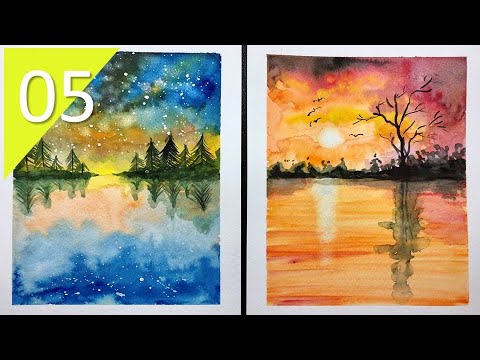 Vlog 5| Vẽ Tranh Bầu Trời Sao Và Cảnh Hoàng Hôn Với Màu Nước - Youtube