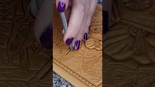 Making a Leather Journal ASMR - PART 2 (Carving & Tooling) #shorts