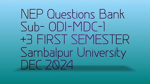 +3 FIRST SEMESTER Odia MDC Paper1 Sambalpur University Dec 2024
