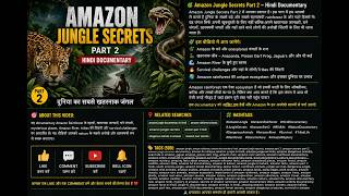 Amazon Jungle Secrets Part 2 Hindi Documentary #Survivalworldtv #Survivalworldtv  #NatureDocumentary