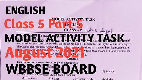Class 5 Part 5  ENGLISH MODEL ACTIVITY TASK AUGUST 2021 ইংরেজি