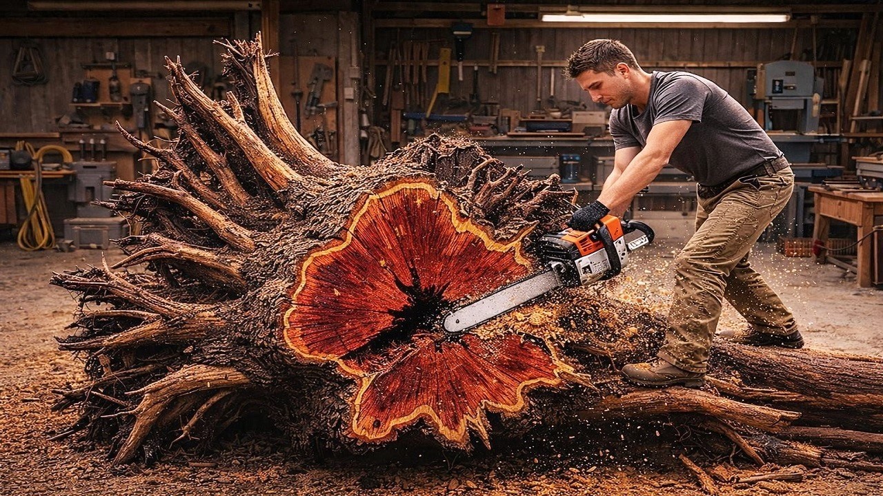 Unbelievable! This Man Turned a Worthless Tree Stump Into a Stunning Wood Masterpiece