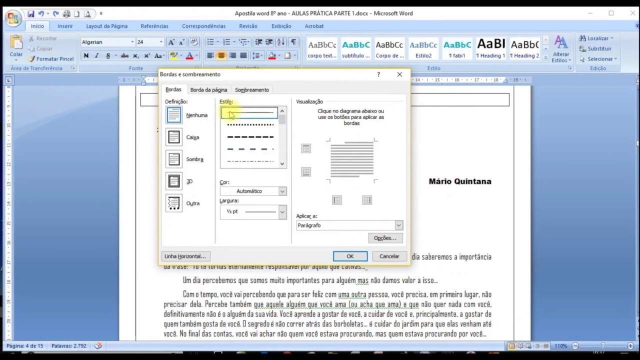 Aula 8. Word – Bordas e Sombreamento - YouTube