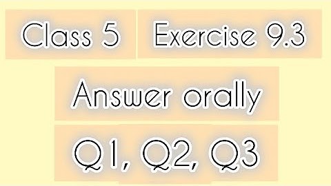 Class 5th|Mathematics|Chapter 9|Exercise 9.3||Answer Orally|Perimeter and area