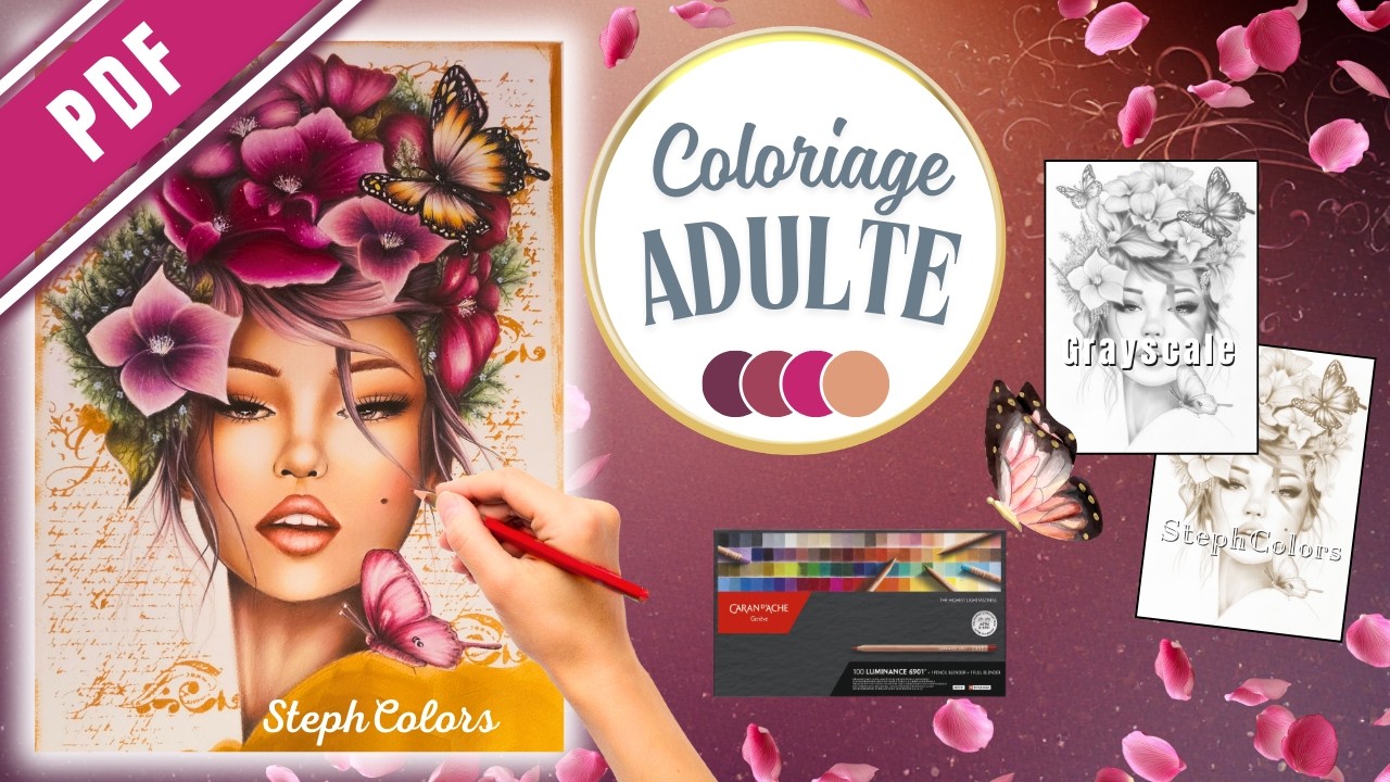 Coloriage portrait 🌺 Muse | Mise en couleur aux crayons de couleur Luminance de  @CARANDACHEcom