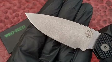 Protech Strider  PT+ Black Texture Handles Stonewash, Blasted HW, Black Clip