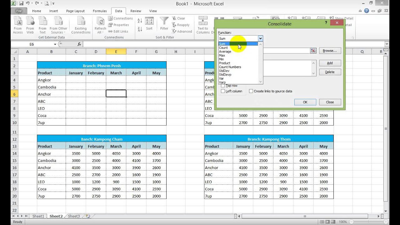 Consolidate - consolidat in excel - excel tutorial - YouTube