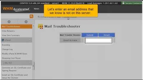 Using mail troubleshooter in WHM 11.34