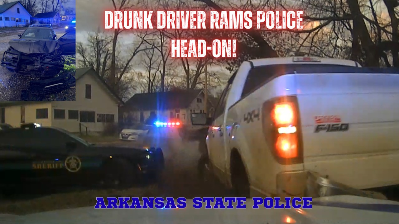 DRUNK DRIVER flees police & rams patrol car HEAD-ON! Arkansas State ...
