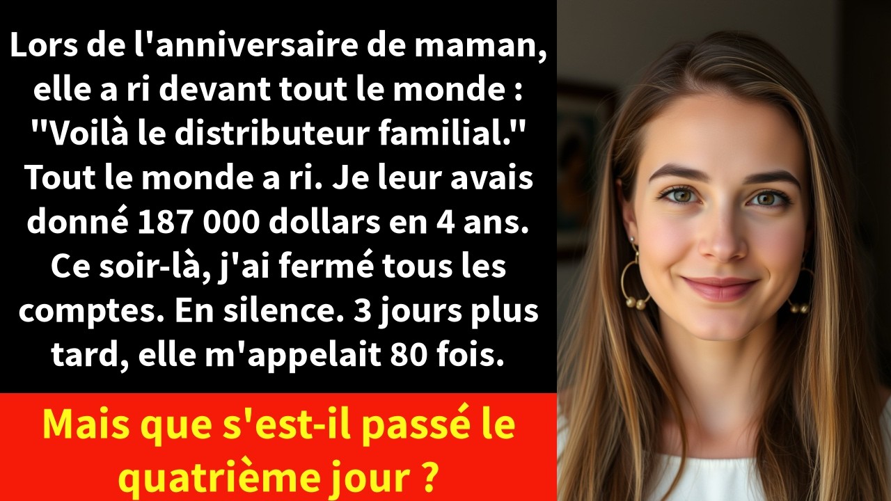 Lors de l'anniversaire de maman, elle a ri devant tout le monde : 