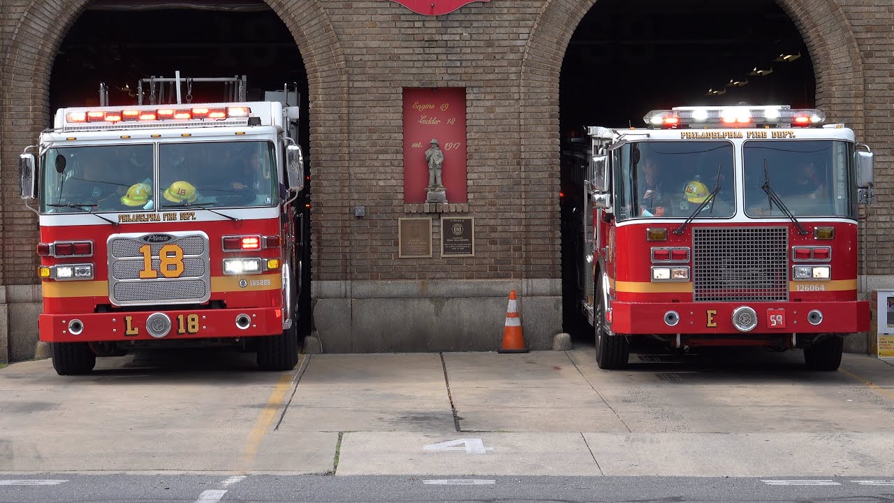 Philadelphia Fire Department Engine 59 & Ladder 18 Responding - YouTube