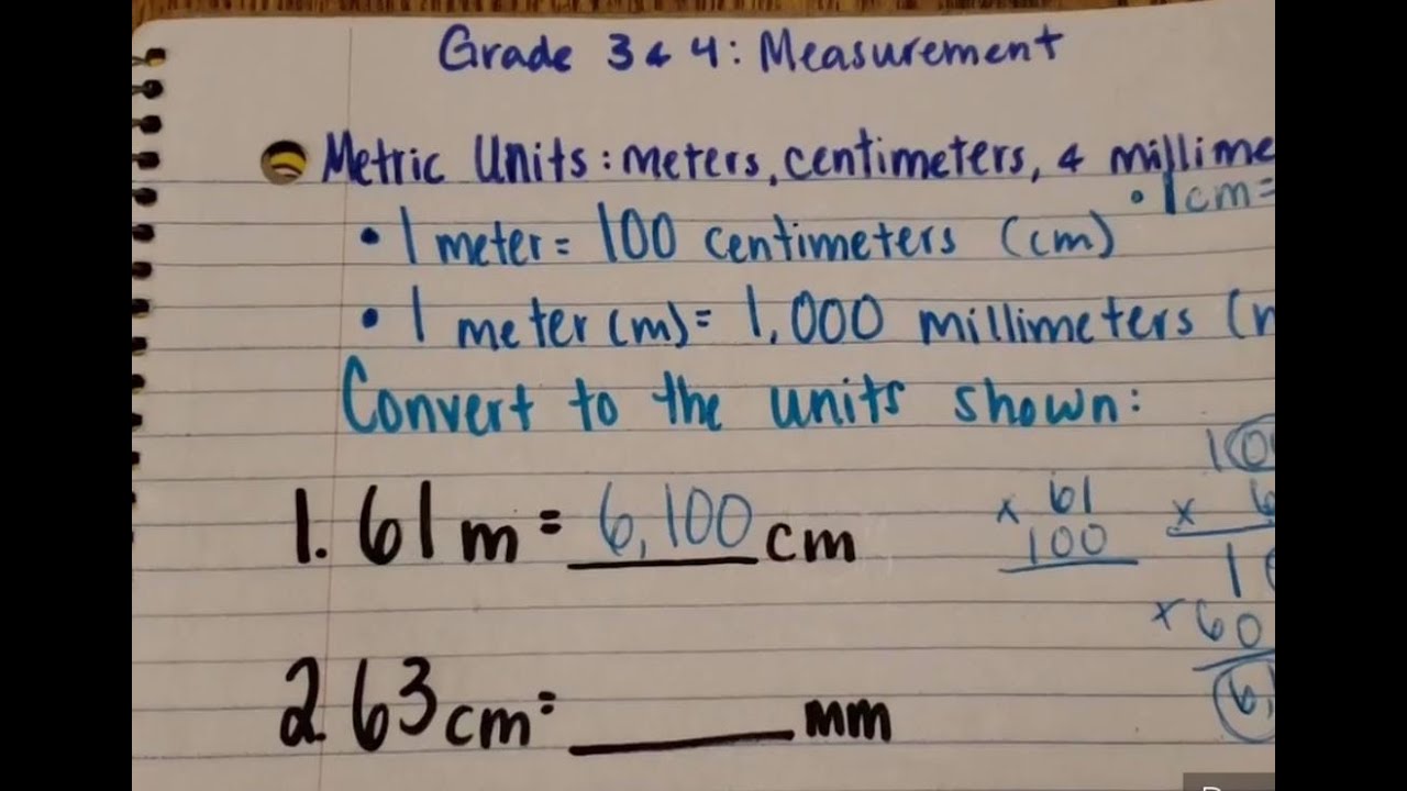 Grade 3-4 Math: Measurement - Meters, Centimeters, and Millimeters ...