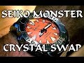 Seiko SRP309 "Orange Monster" AR Coated Double Dome Sapphire Crystal Swap + Tiny Cookie