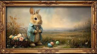 Easter Joy 🌷 Vintage Easter Bunny Art Screensaver 4K | Rustic Oil Painting for TV Frame