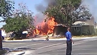 House fire in california after a 6.4 magnitude earthquake