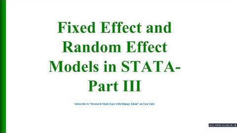 90 #Fixed #Effect and #Random #Effect #Models in STATA Part III