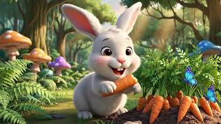 A Hungry Rabbit Eating Carrots