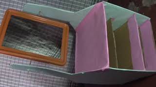 how make a dressing table with cardboard and coloured paper/cardboard craft