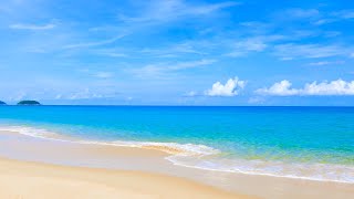 4k UHD Blue Turquoise Sea. Ocean Sounds, Tropical Island Beach. White Niose to Sleep, Relax 10 Hours