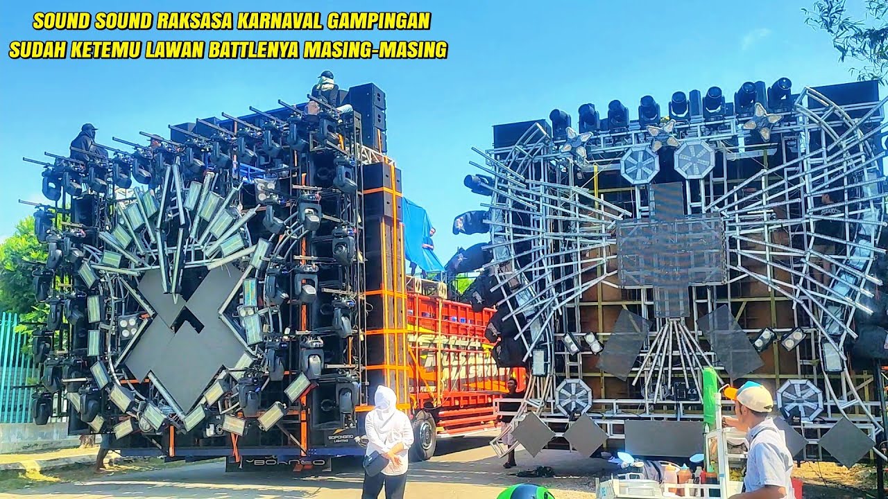 Ready battle geden,20 sound karnaval Gampingan sudah berbaris disepanjang jalan pengunjung membludak