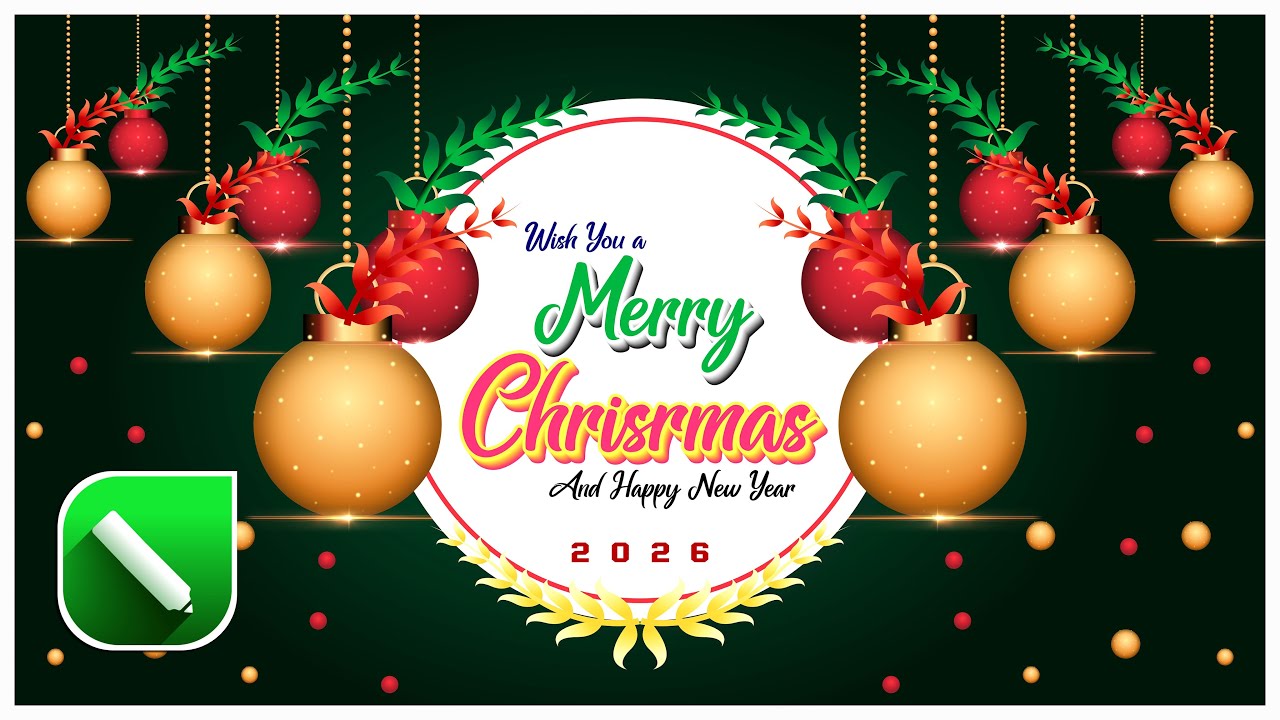 Merry Christmas & Happy New Year 2026 Poster Design in CorelDRAW | Christmas Banner Design Tutorial