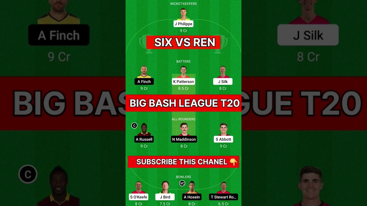 SIX vs REN Dream11 Prediction, SIX vs REN Dream11 Team, Sydney Sixers vs Melbourne Renegades Dream11